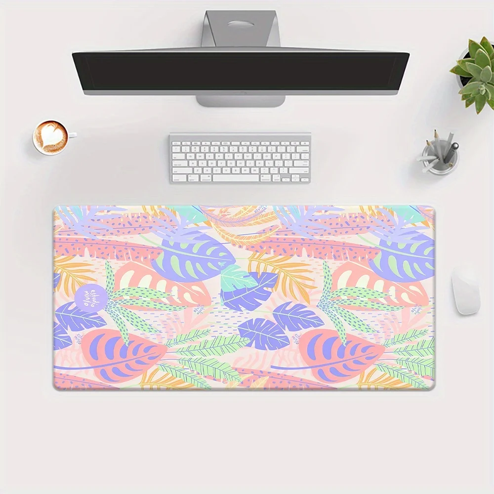 1pc Leaves Patterns HD Printed Pad for Desk, Multi Functional XXL Mousepad, Keyboard Gaming Mouse Mats, Office Computer PC Gamer