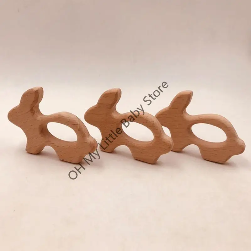 

M76C Rattle Beech Teething Ring Baby Teeth Relief Toy Unisex Teethers