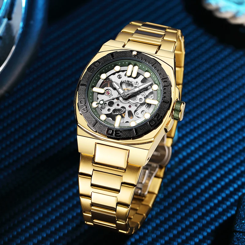 MEGIR Brand New Fashion Automatic Date Quartz Watch for Men Stainless Steel Waterproof Mechanical Mens Watches Relogio Masculino