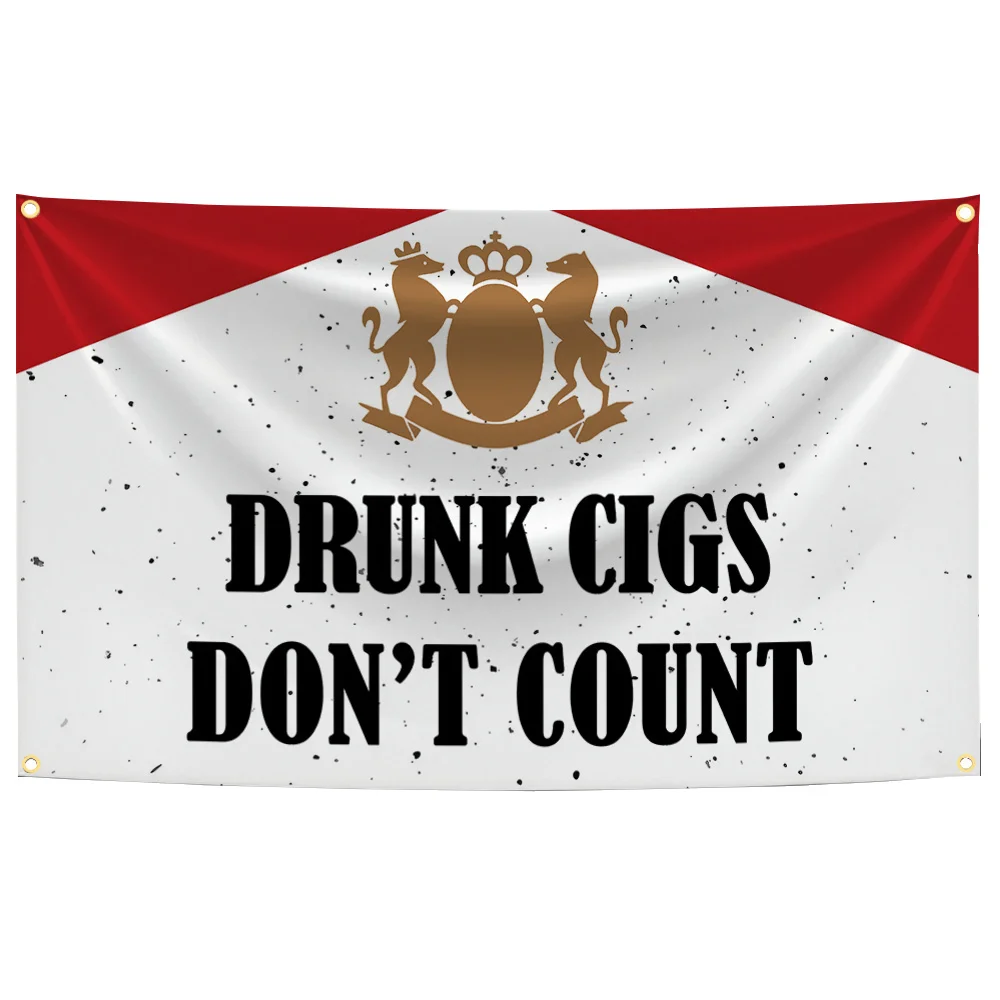 90X150CM Smoking Drunk Cigs Don't Count Lifestyle Flag Tapestry Wall Hanging Bed Room Bar Aesthetic Room Decor
