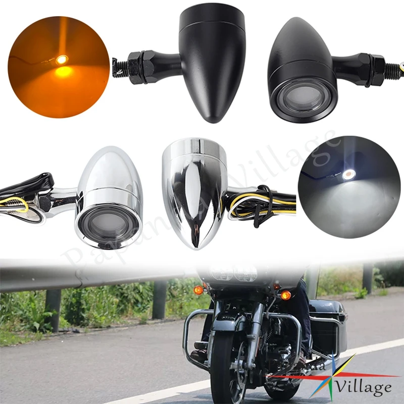 

Motorcycle LED Bullet Shape Light Turn Signal Indicator Tail Rear/Front Lamp For Harley Sportster Cafe Racer Chopper Bobber