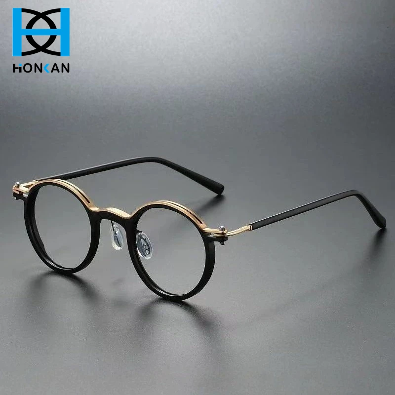 

Retro Round Frame Glasses Brand Design Luxury Punk Metal Optical Frame for Men Women Ultralight Anti Blue Light Eyeglasses