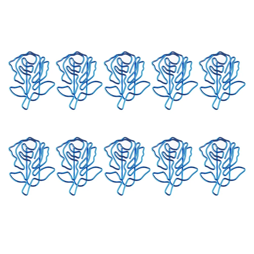 10Pcs Delicate Paper Clips Exquisite Rose Style Strong Metal Clips for Files Documents Envelopes Office School Home Organization