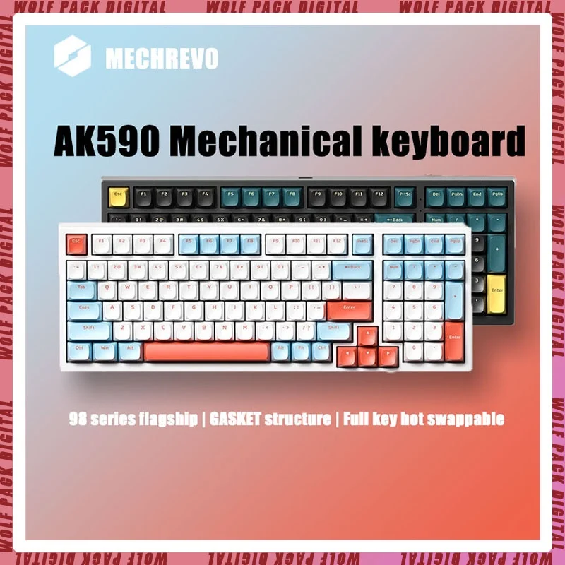 

MECHREVO K590 Tri-Mode Wired Wireless Bluetooth Game Mechanical Keyboard Hot Plug Hybrid Optical Desktop Laptop Peripherals