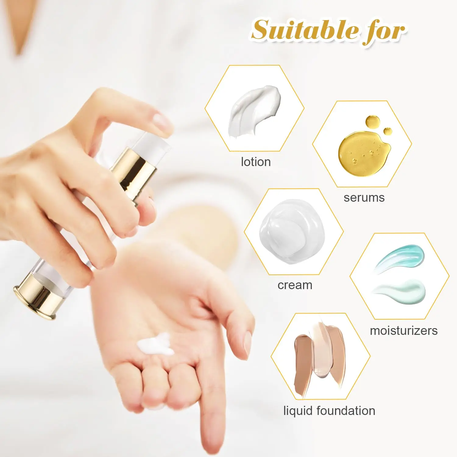 10 Pcs Empty Airless Pump Bottle Travel Cosmetic Cream Pump Bottle Refillable Vacuum Dispenser Pump Containers for Lotion Cream