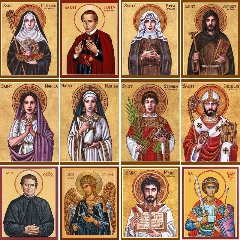 Diamond Painting New Patron Saints, Religon Icons Full Diamond Embroidery,Saint Mark, Saint Anthony,Santa Martha,Saint Monica