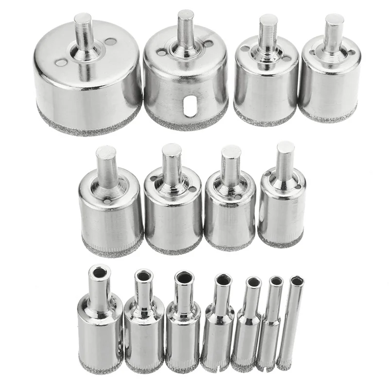 【Flash-Deal!】15Pcs Diamond Coated Hole Saw Drill Bits Tile, Marble, Glass,  Drill Bit Set 6-50Mm
