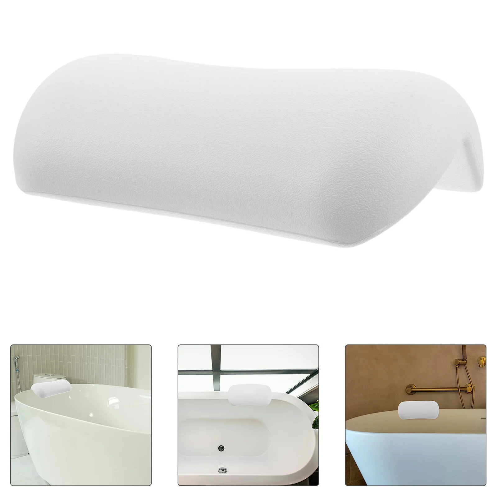 

Silicone Bath Pillow for Tub White Ergonomic Non Slip Suction Cups Quick Dry Head Neck Support Spa Bathtub Cushion