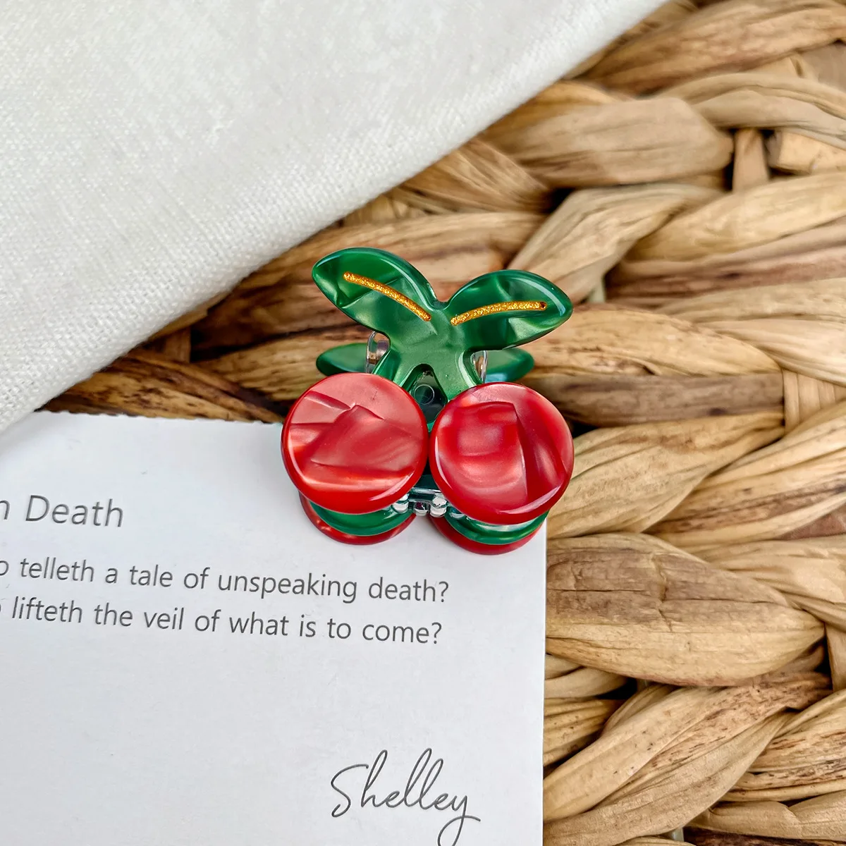 

Женская заколка для волос, цельная заколка в виде акулы из ацетата, дизайн вишни и красных фруктов, вариант 3 см или 5 см