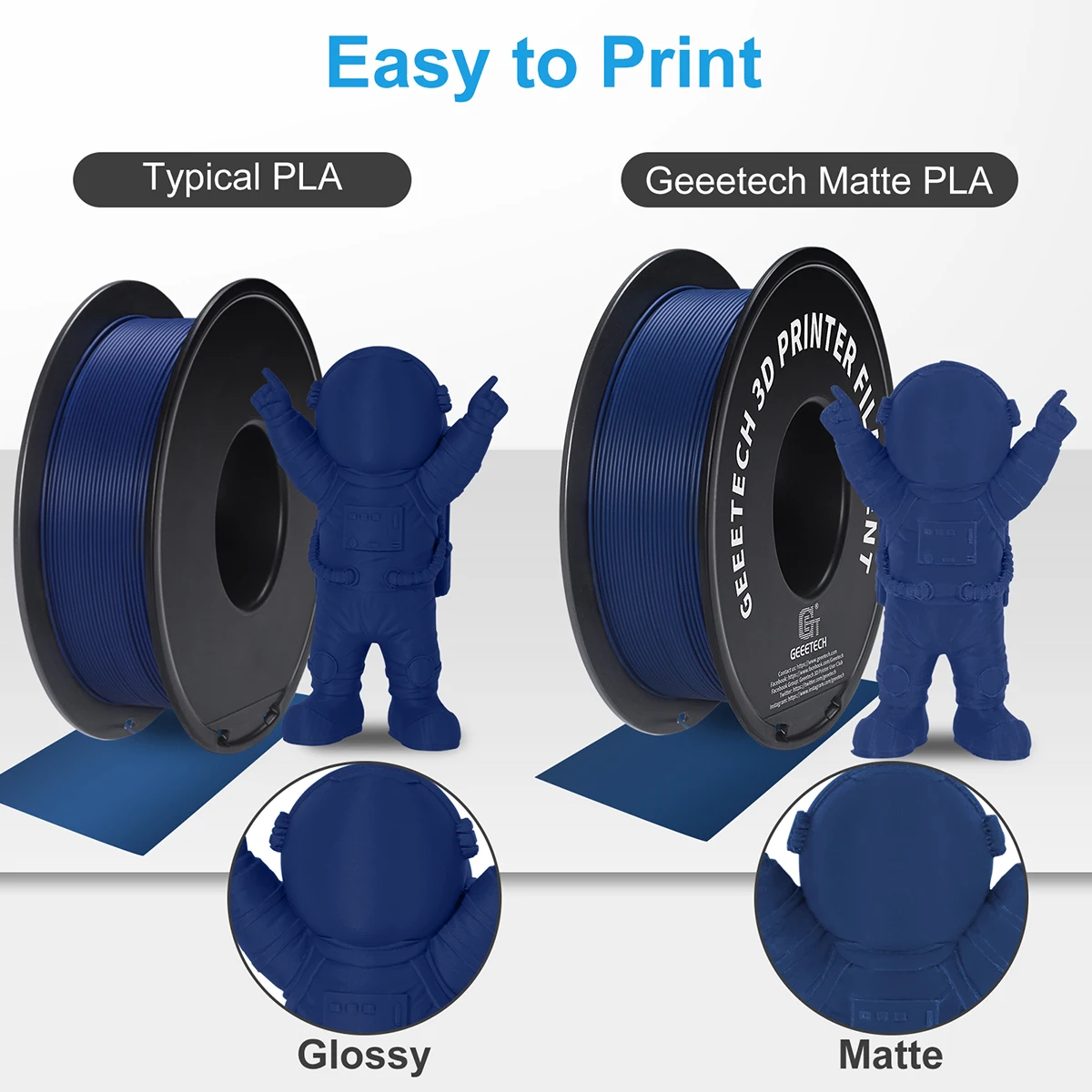 Geeetech 1kg 1.75mm Matte PLA 3D Printer Filament  Vacuum Packaging Overseas Warehouses A variety of Colors Fast Ship