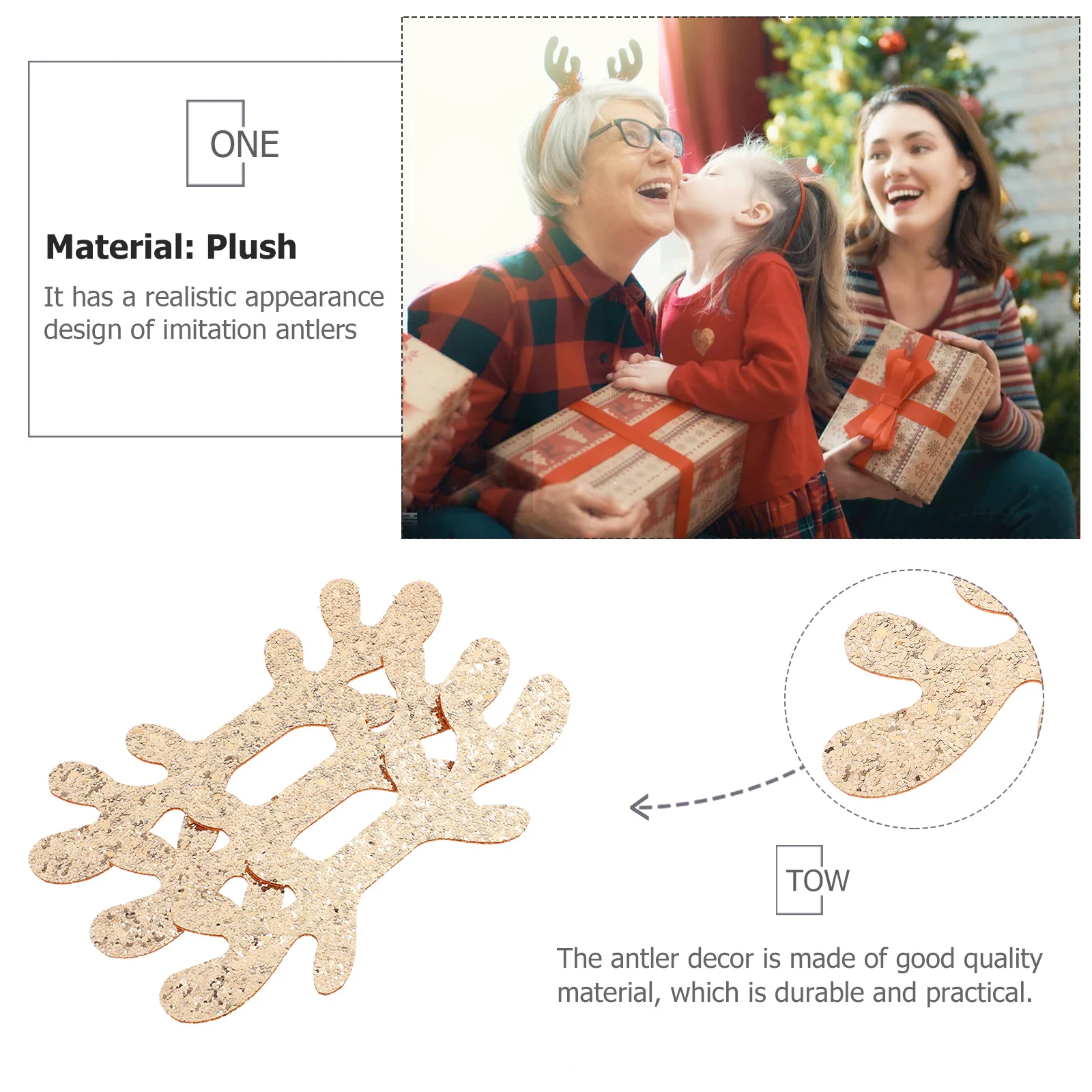 

8Pcs Christmas Reindeer Antlers DIY Headphone Decor Realistic Faux Elk Horns Party Costume Props Christmas Simulation Antler