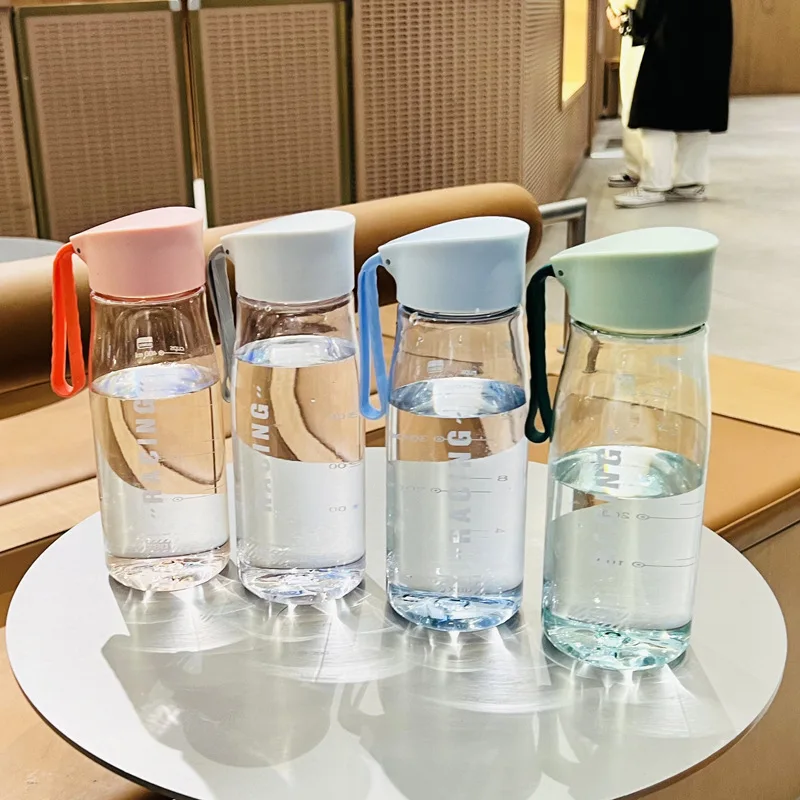 1PCS Portable Rope 550/650ml Plastic Clear Running Sports Water Bottle Cup Student Male Female Summer Handy Cup