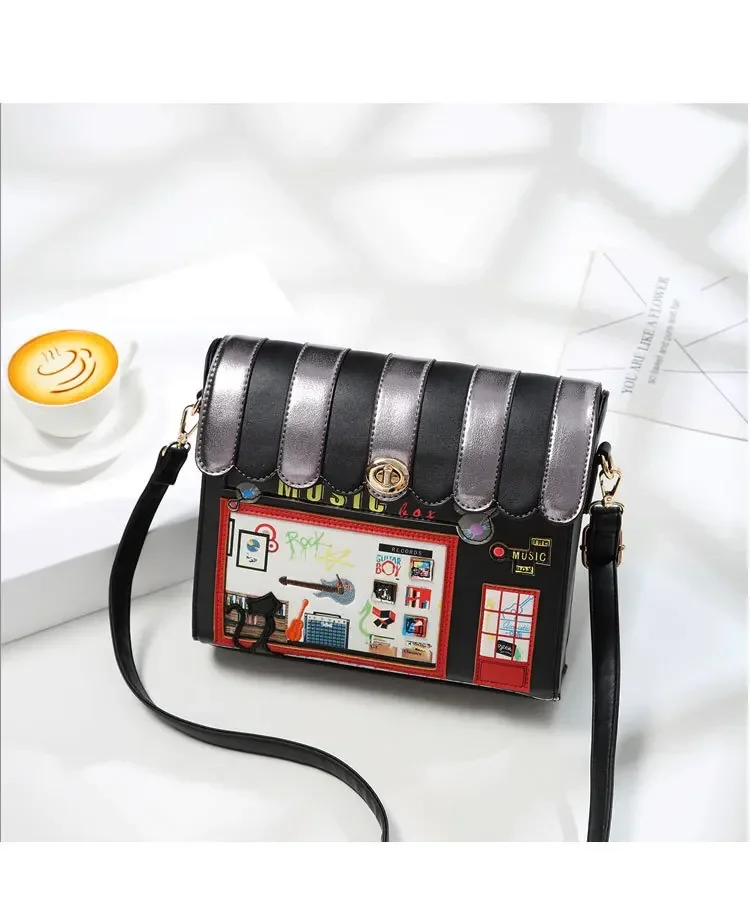 Autumn And Winter New Oblique Small Bag One-shoulder Women\'s Bag Personality Flower Bag Small Square Bag Hit Color Bag