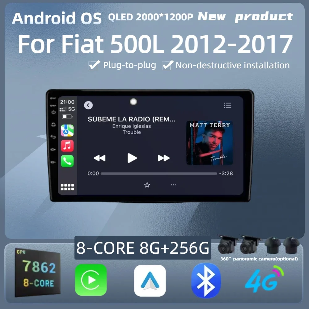 

Car Radio Android 14 For Fiat 500L 2012-2017 Multimedia Stereo Bluetooth Navigation Player 4G Wireless GPS CarPlay Touch Screen