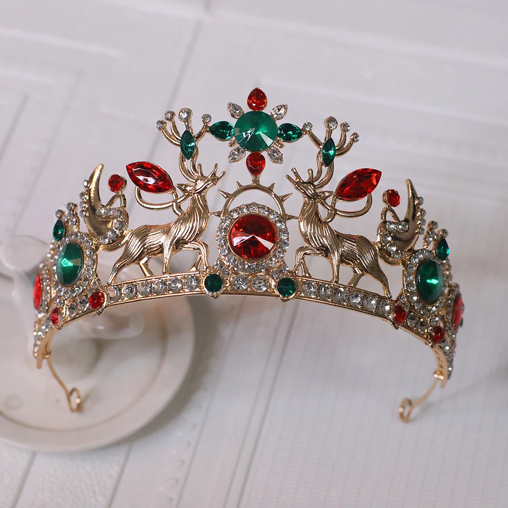 1pc Exquisite Christmas Crown Elegant Rhinestone Metal Hair Accessory Suitable For Wearing Christmas Party Unisex Christmas Gift