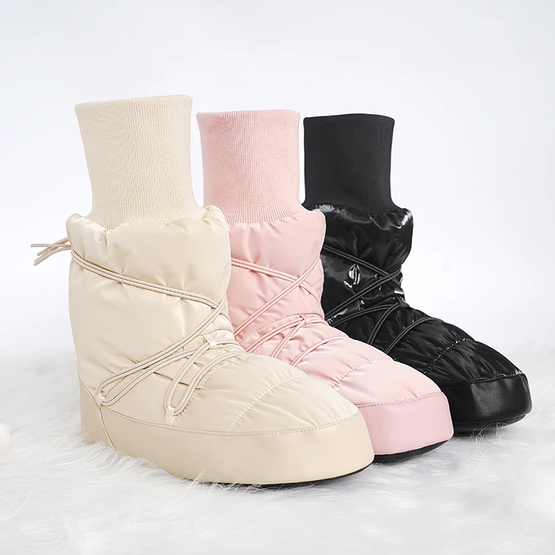 Girls Women Warm Ballet Boots High-top Dance Boots Warm Boots with Elastic Cuffs Black Boots for Ballerina Winter Ballet Shoes