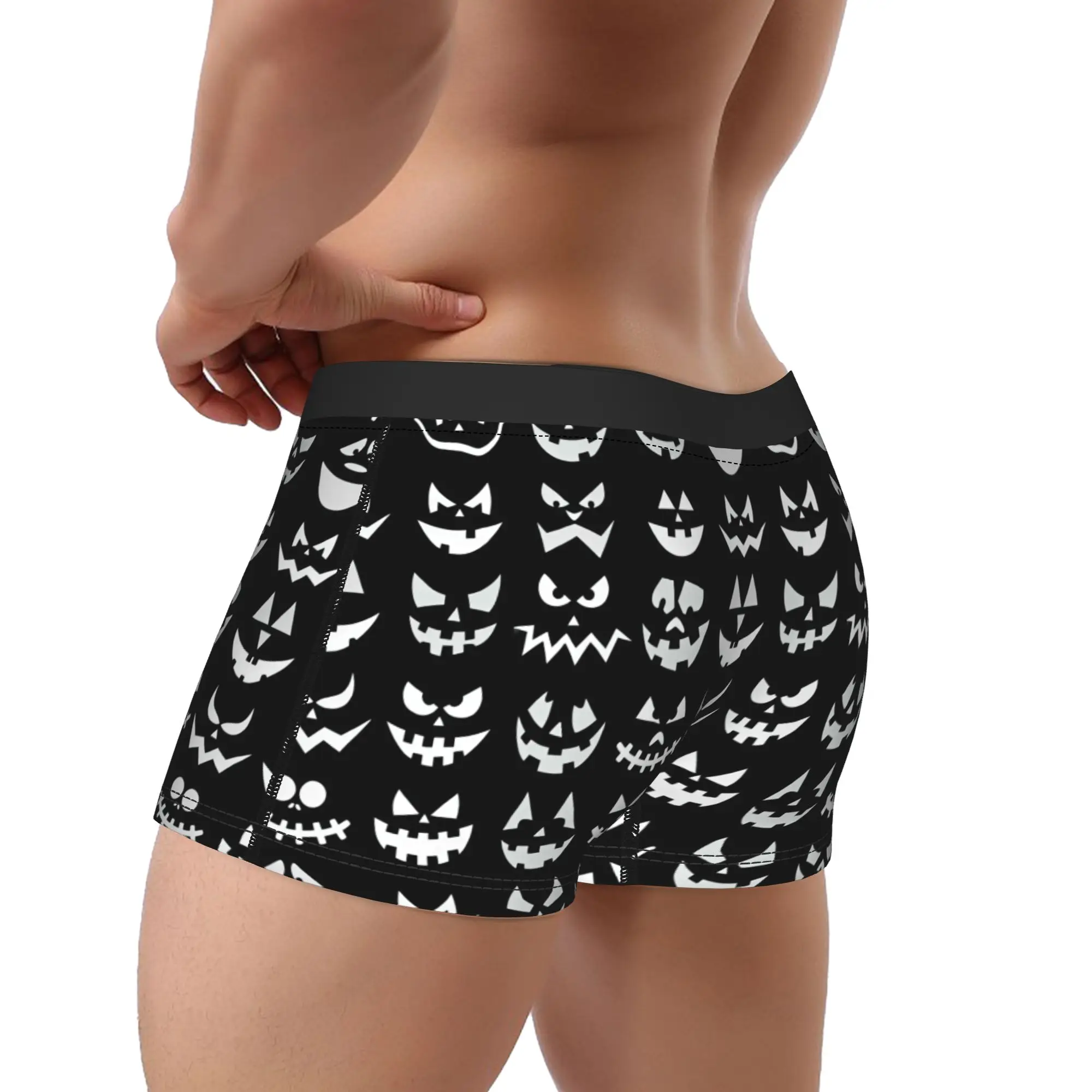 Jack O Lantern Face Silhouette Collection Pattern Underwear  Male Underpants Design Elastic Boxershorts Hot Sale Shorts Briefs