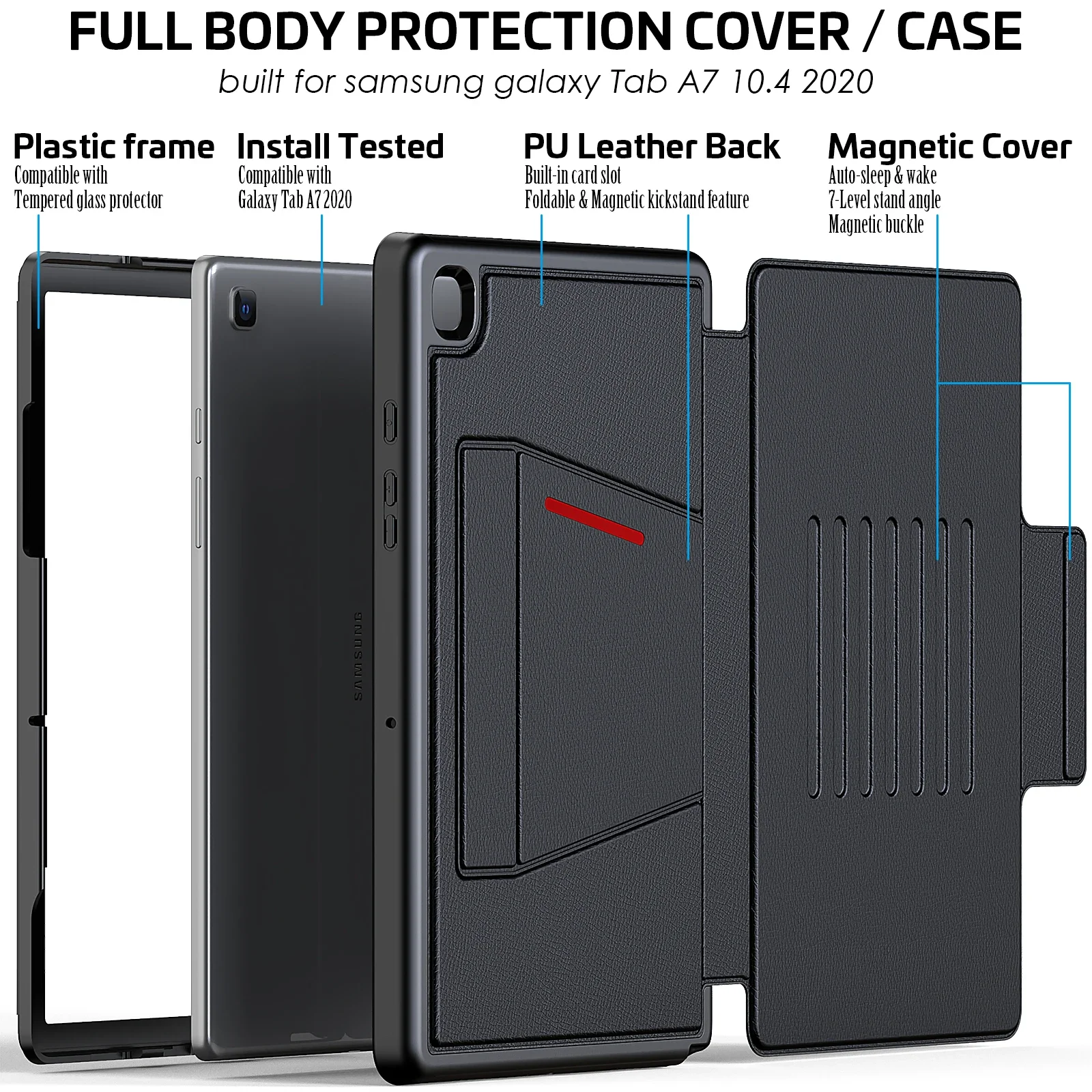 Custodia per armatura antiurto resistente per Samsung Galaxy TAB A 8.0 8.4 10.1 10.4 T500 T505 Smart Cover per Tab A7 Lite A8 10.5 X200