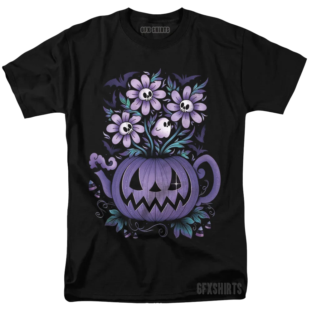 Cute Fall Holloween Ghost Pumpkin Coffee October Graphic design T-Shirt