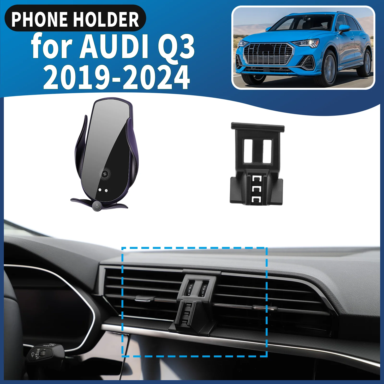 

fit for AUDI Q3 2019 2020 2021 2022-2024 Car Phone Holder Mount Vehicle-Specific GPS Navigation Easy Installation accessoires