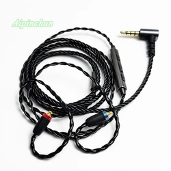 Aipinchun 블랙 MMCX 헤드폰 케이블 마이크 볼륨 컨트롤러 교체, 슈어 SE215, SE315, SE425, SE535, SE846, 3.5mm L 벤딩 잭