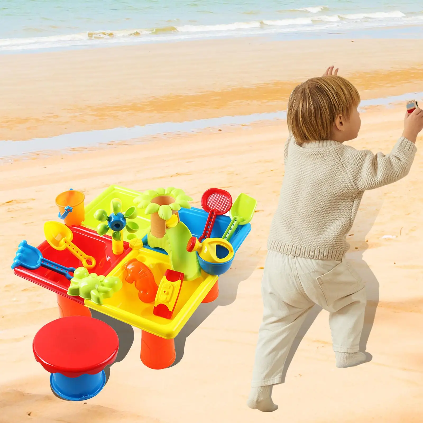 25Pcs Kids Sand And Water Activity Table Sensory Play Table Kids with Accessories For Outdoor Beach Pirate Ship Child Play Table