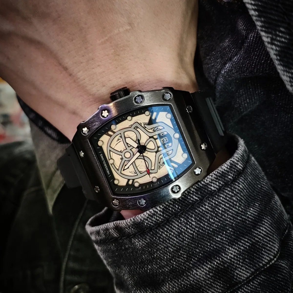 

Полая резьба, креативный дизайн, деловая мода, кварцевые часы, мужские часы с резиновым ремешком, высокое качество, классические мужские часы Stell, часы AAA