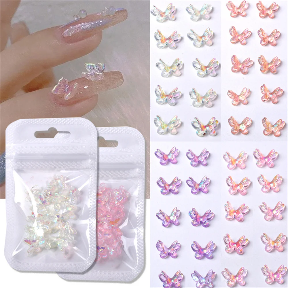 Bag Aurora Glitter Heart Shape Nail Charms 3D Flat Love Color Mixed Studs Nail Art Manicure Accessories Gel Polish Decoration