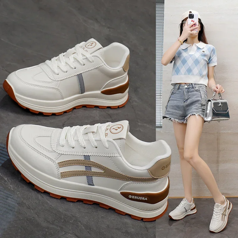 أحذية أبي جديدة للنساء 2025 أحذية رياضية للجري في الربيع ونعل سميك لزيادة الارتفاع أحذية كاجوال