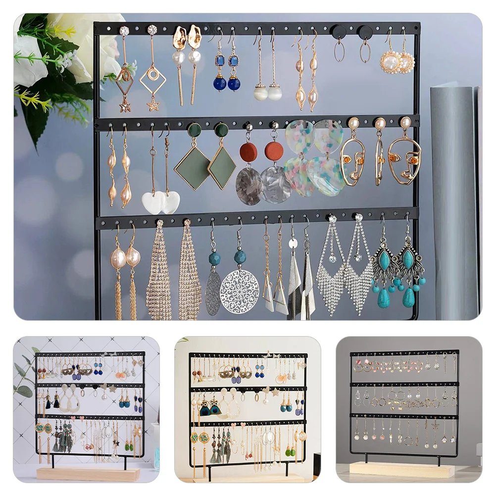 

3-Tier Jewelry Stand Iron Earring Display Organizer Desktop Stable Holder for Rings Necklaces Bracelets Earrings