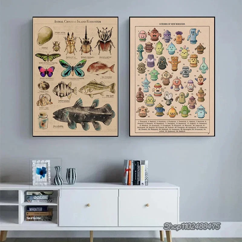 Animal Crossing Botanical Gyroid Poster  Canvas Print for Bedroom  Home Wall Decor