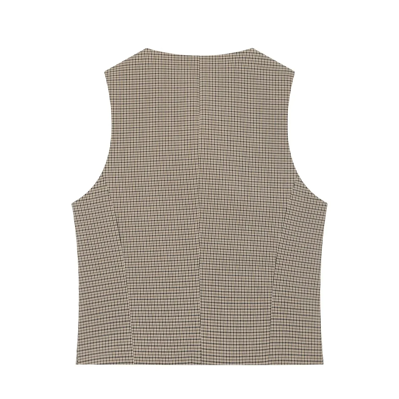 KONDALA Damen Klassisches Elegantes Kariertes Hosen-Set Vintage Lässige Doppelreihige Weste, Gürtel-Crop-Hose 2026 Herbst Chic Pendler-Set – Detail 5
