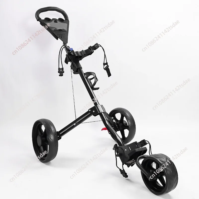 Golf cart, three-wheeled ball bag trolley, foldable storage golf cart