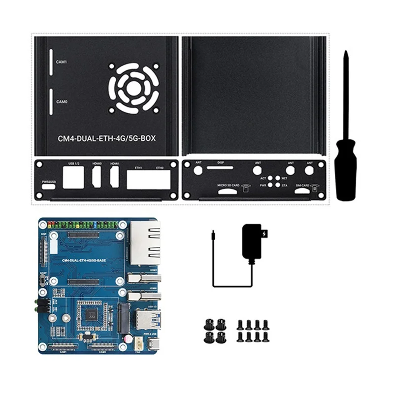

Плата расширения для Raspberry Pi CM4 с двумя портами Gigabit Ethernet, вычислительный модуль основной платы с чехлом