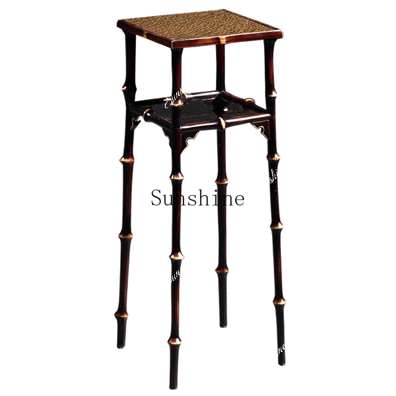 New Chinese-style flower stand, pure natural shelf replica, listening to the piano map, high-footed Zen flower table  FT