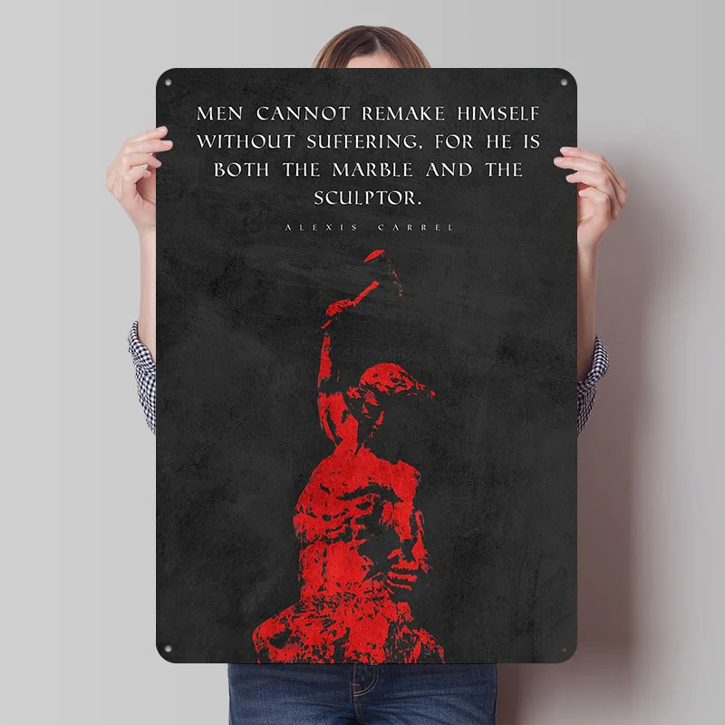 Stoicism Philosophy Quote Tinplate Posters Customizable Wall Art Retro Vintage Metal Signs for Home Room Bedroom Decorations