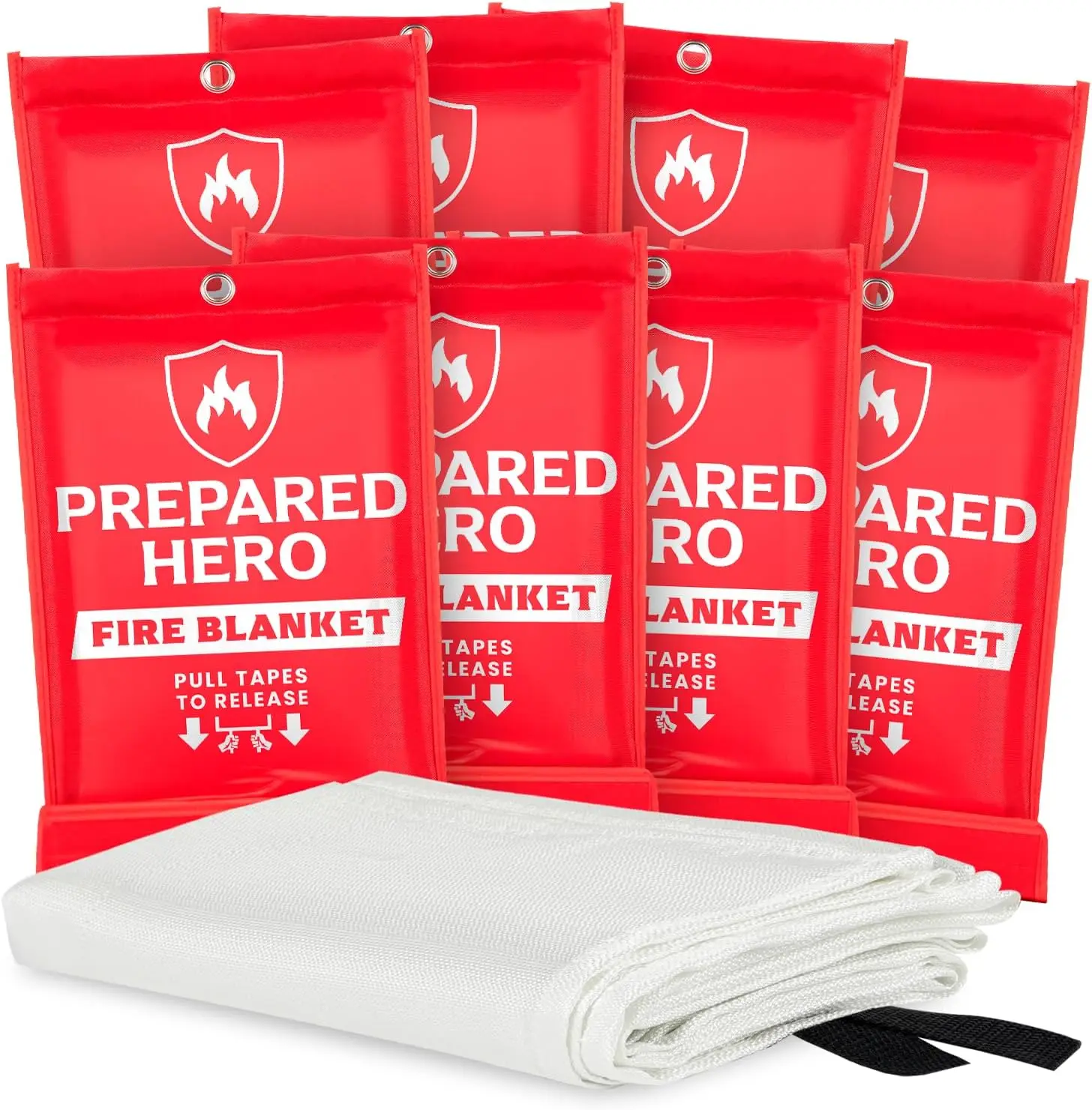 Hero Emergency Fire Blanket - 8 Pack - Fire Suppression Blanket for Kitchen, 40” x 40” Fire Blanket for Home, Fiberglass Fire Bl