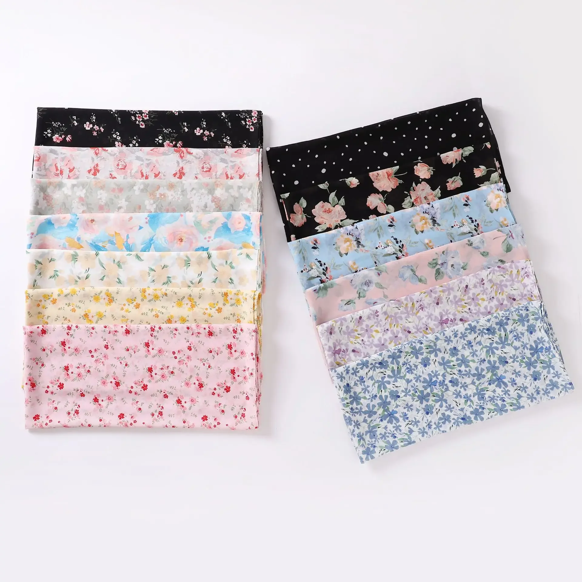 New Printed Scarf Long Chiffon Fresh Flowers Printed Scarf Hijab Muslim Women\'s Shawl Hijab Turban Head Wrap for Women Niqab