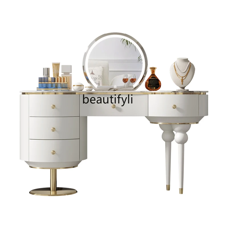 

Light luxury dresser bedroom modern simple small makeup table rock slab new makeup table