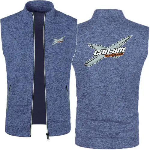 Men Can Am Off Road Brp Atv Commander Utv Outlander Men's Knitted Velvet Casual Top Zipper Vest Sleeveless High Neck Fleece Jack - Image 3