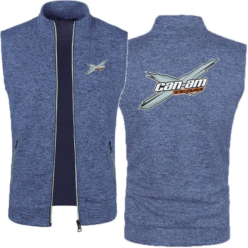 Men Can Am Off Road Brp Atv Commander Utv Outlander Men's Knitted Velvet Casual Top Zipper Vest Sleeveless High Neck Fleece Jack - Image 3