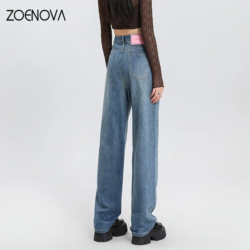 ZOENOVA-pantalones vaqueros Harajuku Streets Y2K para mujer, pantalón informal de pierna ancha, Moda de Primavera y otoño, cintura alta, Vintage, recto