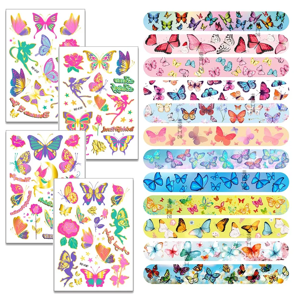 Butterfly Party Favors Gold Stamping Butterfly Tattoo Sticker Colorful Butterfly Slap Bracelet