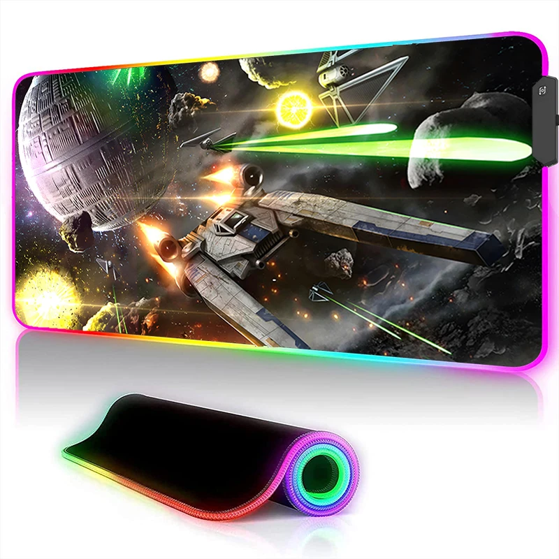 

LED Luminous Mouse Pad Laptop Star Wars Spacecraft Keyboard Rug Gamer Cabinet Mousepad RGB Computer Gaming Accessories Desk Mat