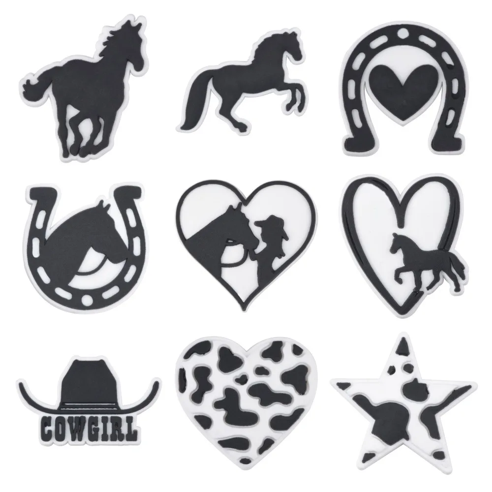 

Подвески для обуви Cowgirl, черные, белые босоножки с лошадью, аксессуары для украшения обуви, подарок на день рождения