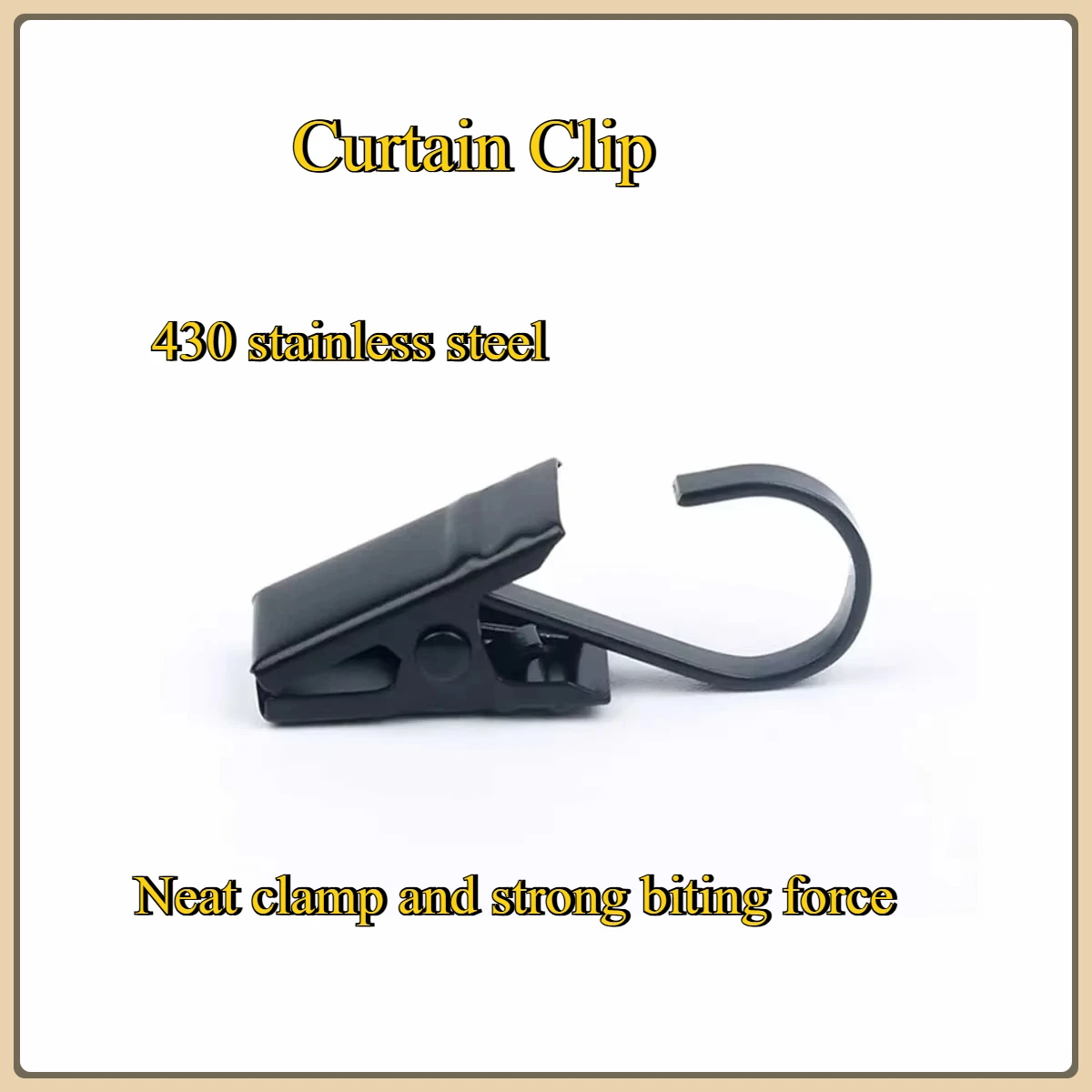 

Thick 430 Stainless Steel Flat Hook Curtain Clip, Black Shower Curtain Clip, Home Hardware Hook Small Clip