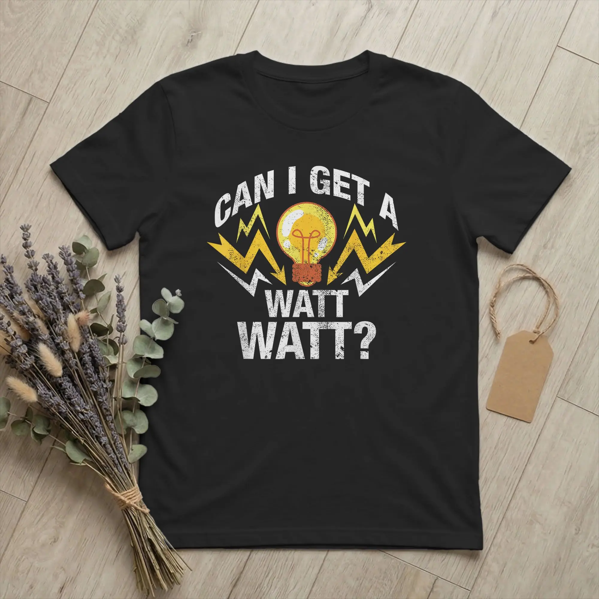 Men T-Shirts Electrician Can I Get A Watt Watt Novelty 100% Cotton Tees Short Sleeve Electricity Pun T Shirt Round Neck Clothes