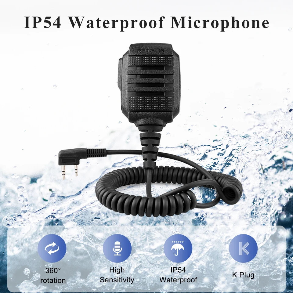 IP54 Waterproof Microphone Walkie Talkie Tangent Mic Shoulder Speaker PTT for Baofeng UV-5R Quansheng UV K5 UV K6