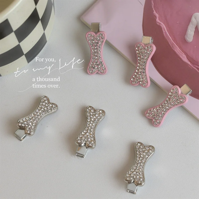 New Bone Shape Dog Hair Clips Pet Crystal Rhinestone Barrette Clips for Dog Puppy Cat Pet Grooming Hair Accessories for Pet Girl