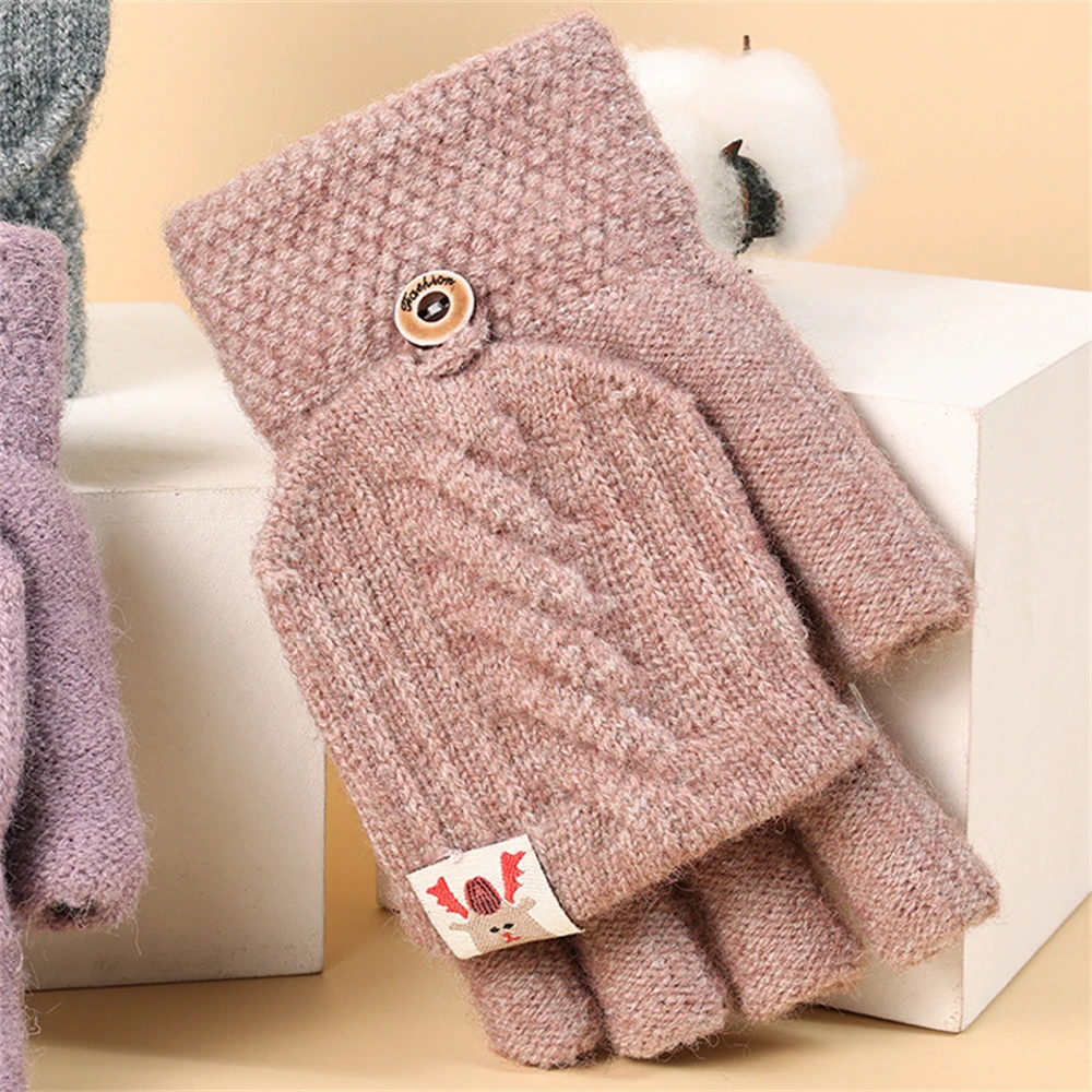 1/3/5PAIRS Thickened Gloves Half Finger Durable Womens Convertible Mittens Ridding Gloves Accessories Trend Half-finger Gloves